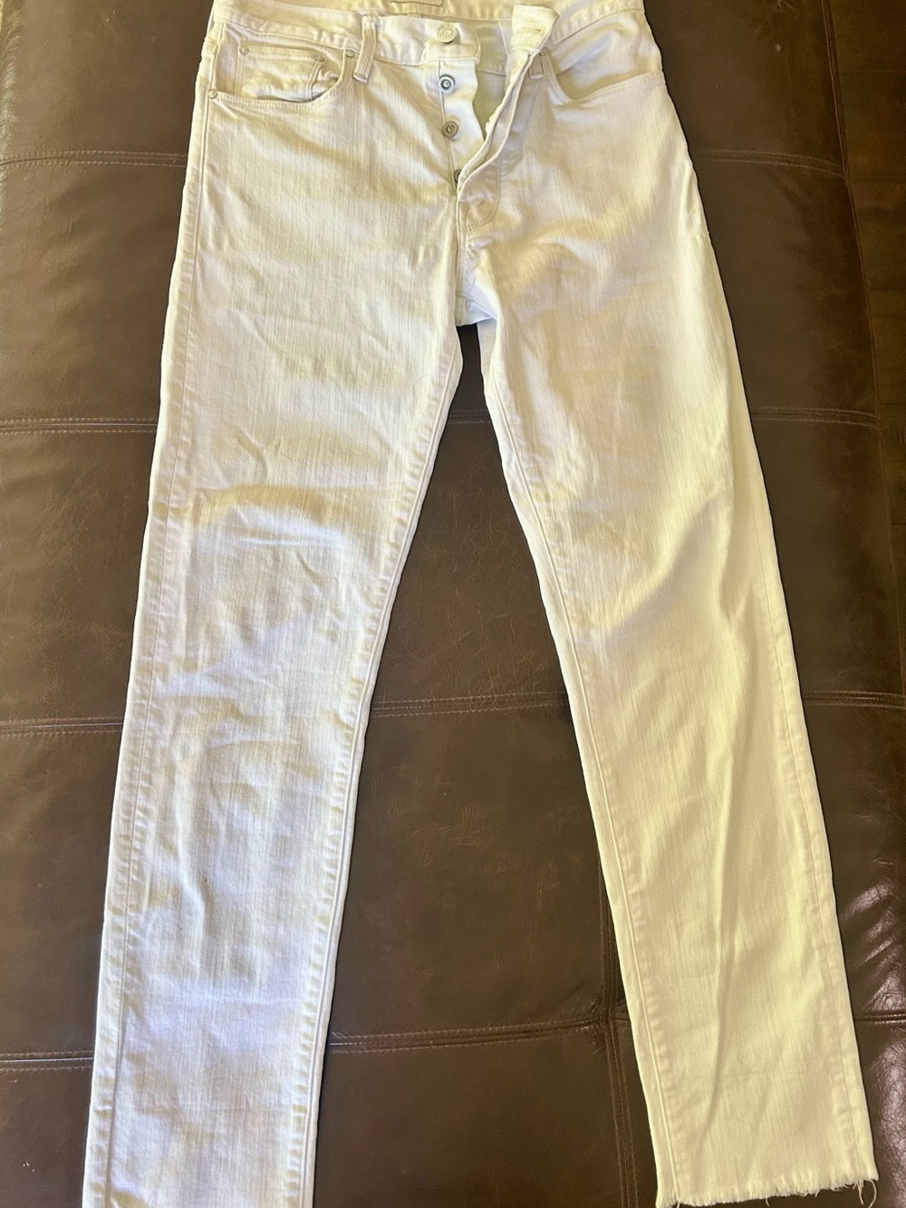 MOTHER White Button-Fly Skinny Jeans